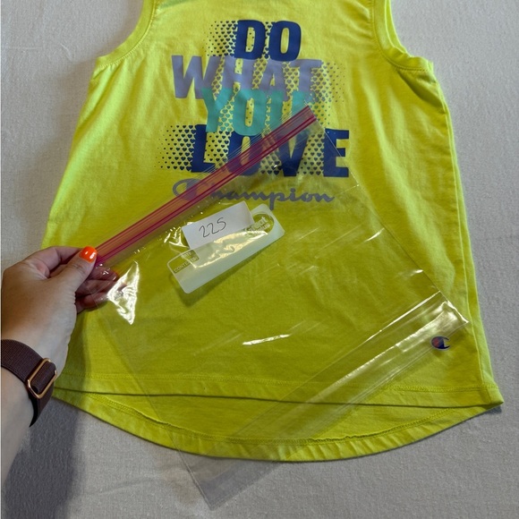 Champion Bright Yellow Graphic Tank Girls Size 10/12 - Picture 2 of 7